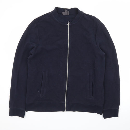 H&M Men’s Blue Slim Fit Bomber Jacket Size L Cotton Blend