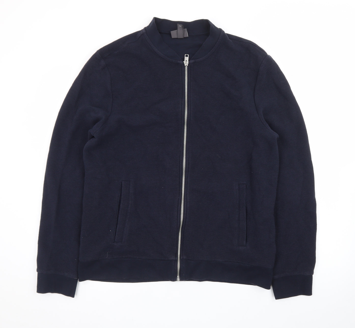 H&M Men’s Blue Slim Fit Bomber Jacket Size L Cotton Blend