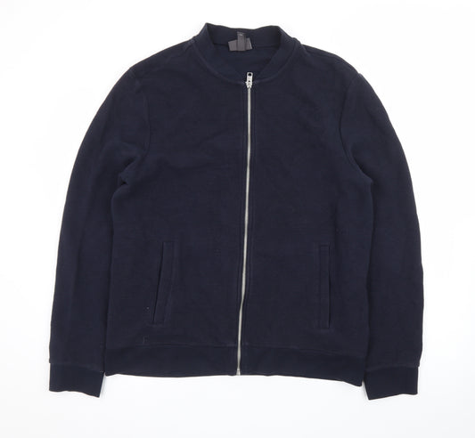 H&M Men’s Blue Slim Fit Bomber Jacket Size L Cotton Blend