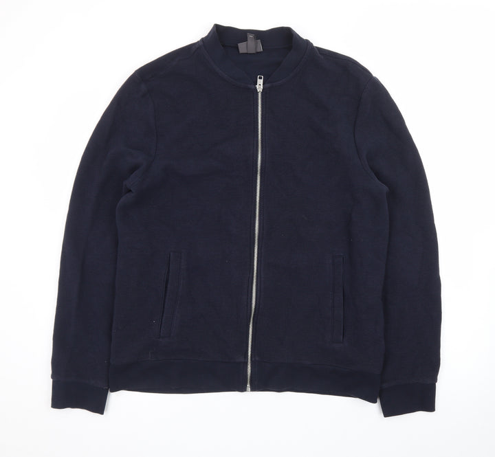 H&M Men’s Blue Slim Fit Bomber Jacket Size L Cotton Blend
