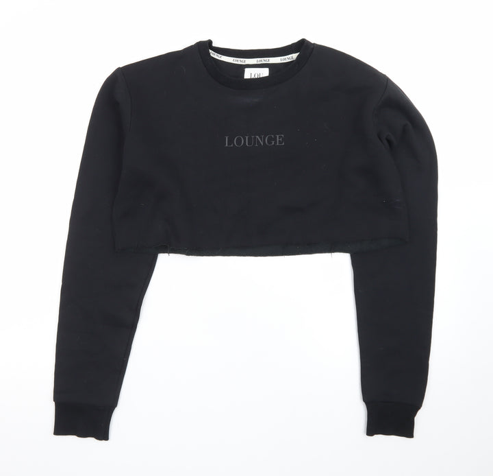 Lounge Apparel Women Black Cropped Pullover Sweatshirt M
