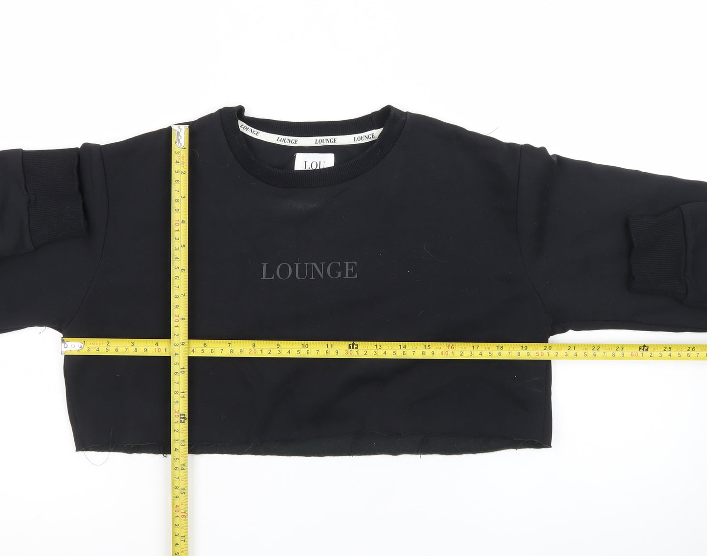 Lounge Apparel Women Black Cropped Pullover Sweatshirt M