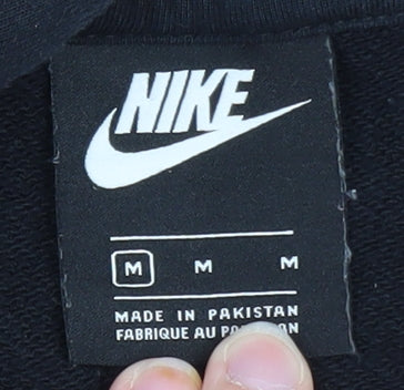 Nike Men's Black Pullover Hoodie M Regular Fit Fleece Logo