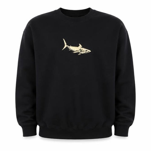 Emma Warren Men's Black Shark Embroidered Crew Neck Sweatshirt M