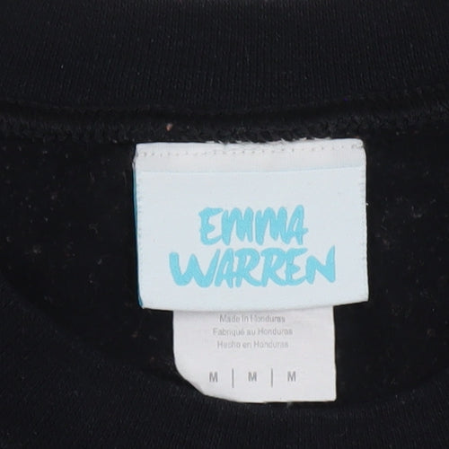 Emma Warren Men's Black Shark Embroidered Crew Neck Sweatshirt M