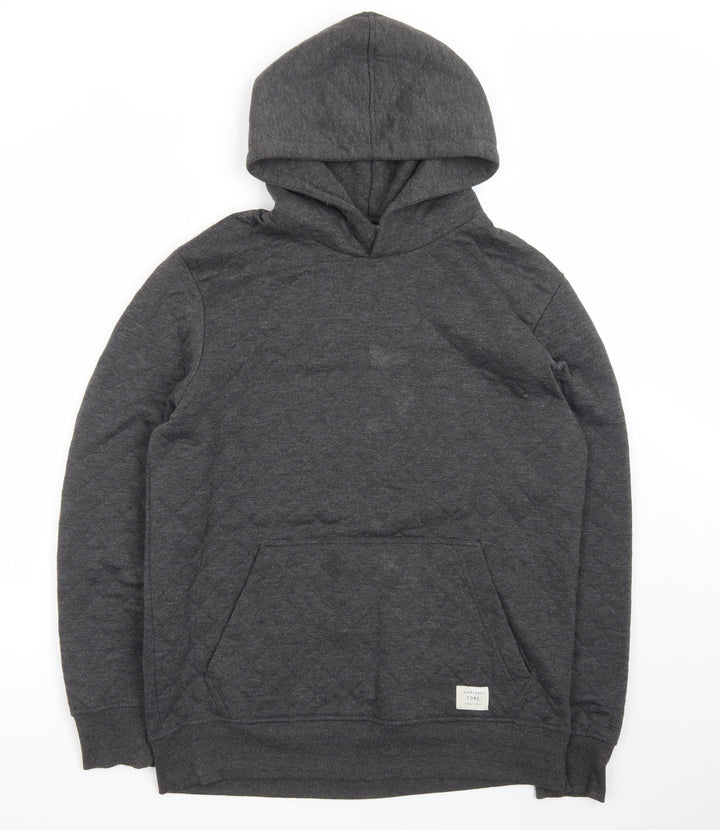Jack & Jones Men’s Grey Pullover Hoodie L Quilted Core Casual