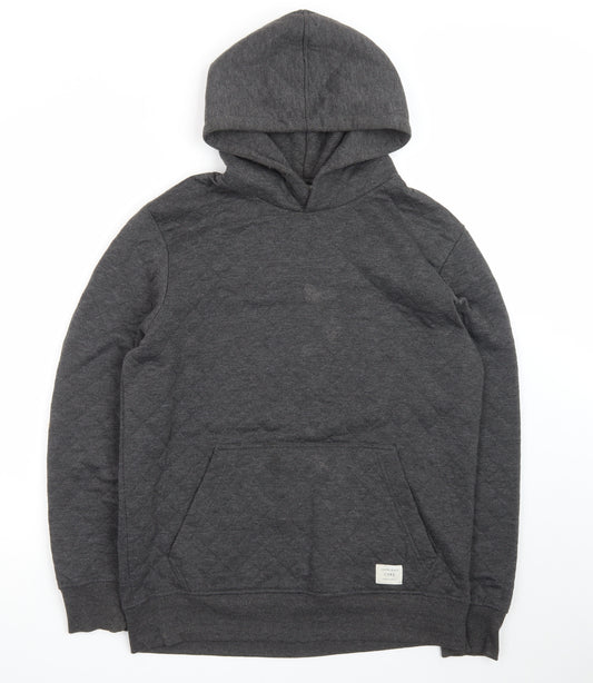 Jack & Jones Men’s Grey Pullover Hoodie L Quilted Core Casual