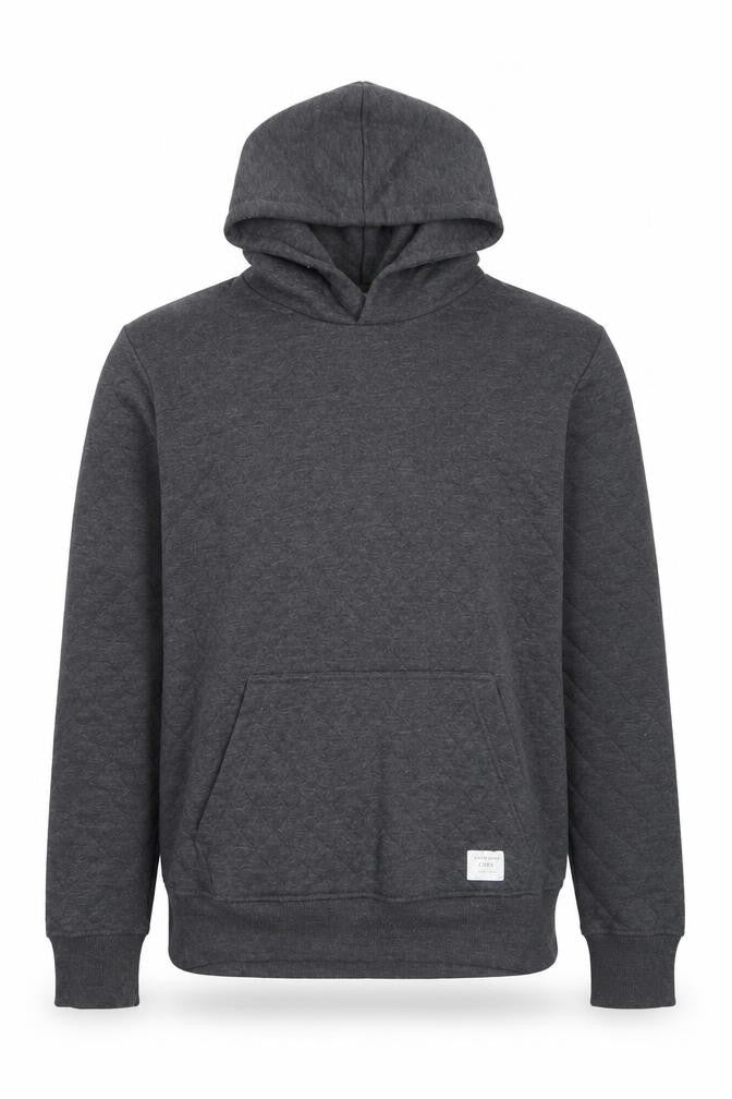 Jack & Jones Men’s Grey Pullover Hoodie L Quilted Core Casual