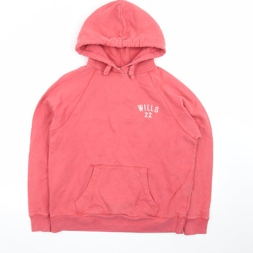 Jack Wills Womens Pink Pullover Hoodie Size 14 Wills 22 Logo Cotton