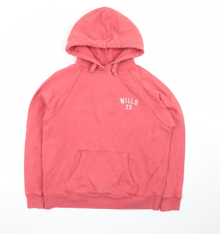 Jack Wills Womens Pink Pullover Hoodie Size 14 Wills 22 Logo Cotton