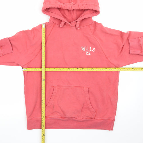 Jack Wills Womens Pink Pullover Hoodie Size 14 Wills 22 Logo Cotton