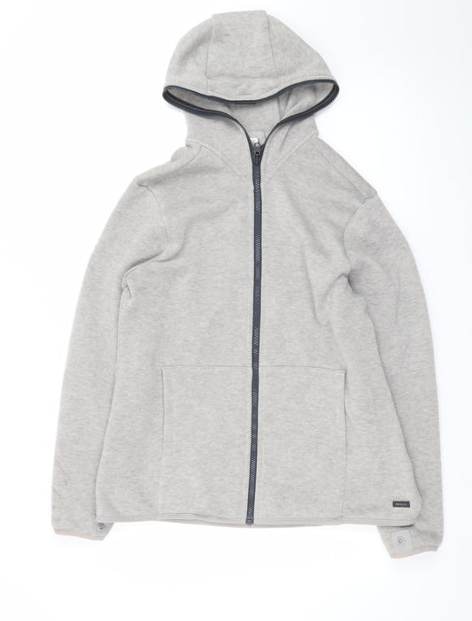 Decathlon Men's Grey Full Zip Hoodie Polyester L Regular Fit