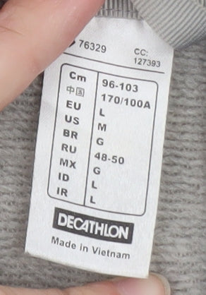 Decathlon Men's Grey Full Zip Hoodie Polyester L Regular Fit