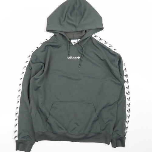 adidas Men's Green Pullover Hoodie M Logo Sports Style