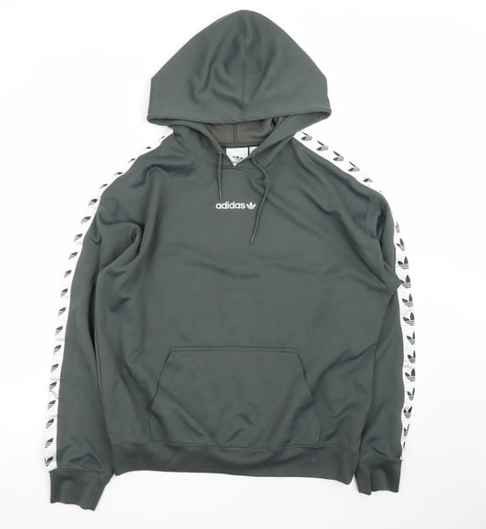 adidas Men's Green Pullover Hoodie M Logo Sports Style