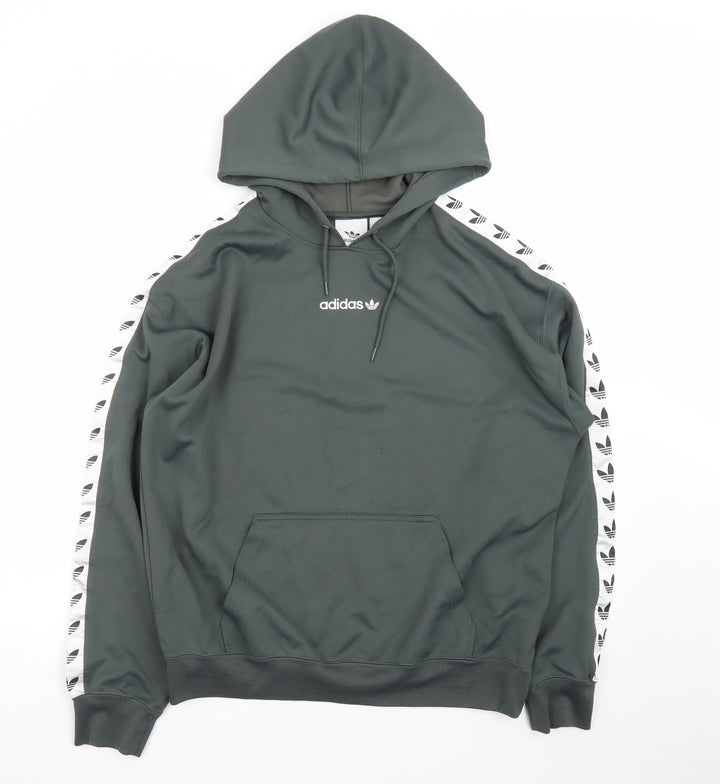 adidas Men's Green Pullover Hoodie M Logo Sports Style