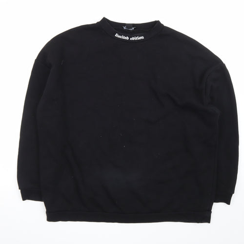 boohoo Men’s Black Medium Pullover Sweatshirt Graphic Print