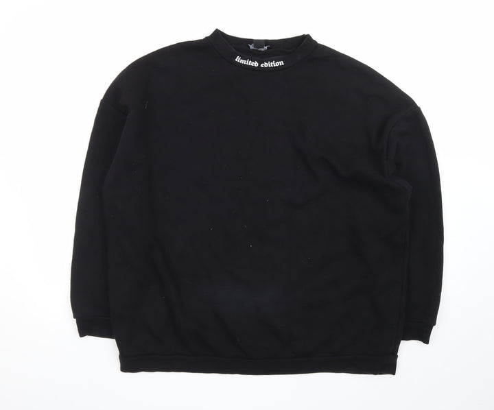 boohoo Men’s Black Medium Pullover Sweatshirt Graphic Print