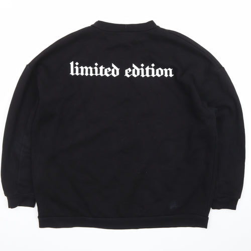 boohoo Men’s Black Medium Pullover Sweatshirt Graphic Print