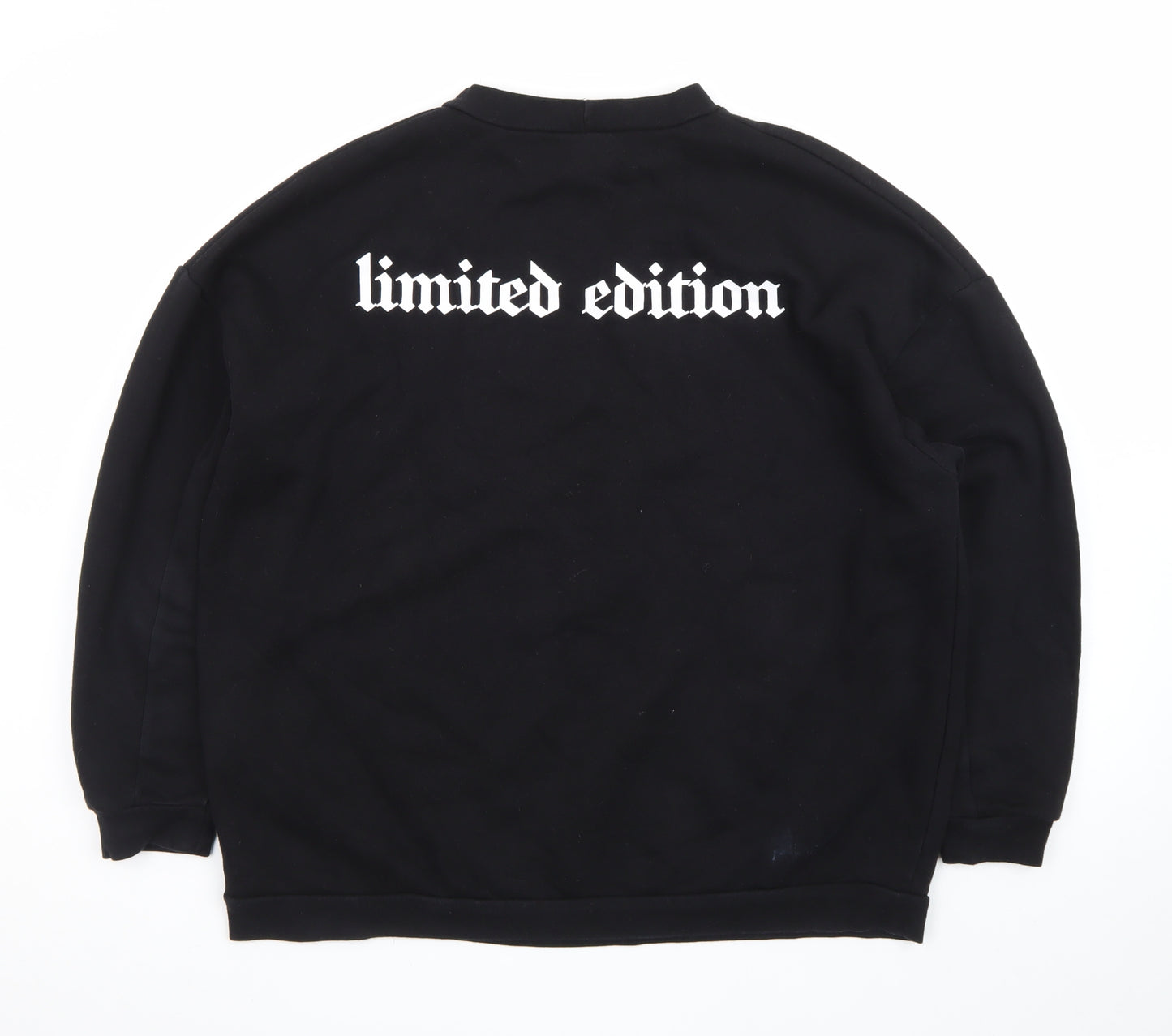 boohoo Men’s Black Medium Pullover Sweatshirt Graphic Print