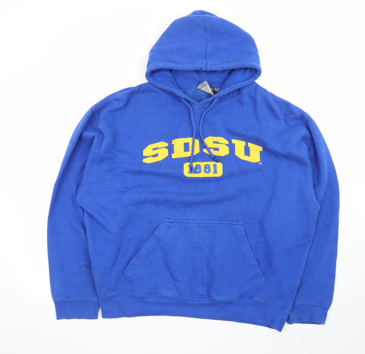 J America Mens Blue XXL Pullover Hoodie SDSU 1881 Graphic Cotton Blend