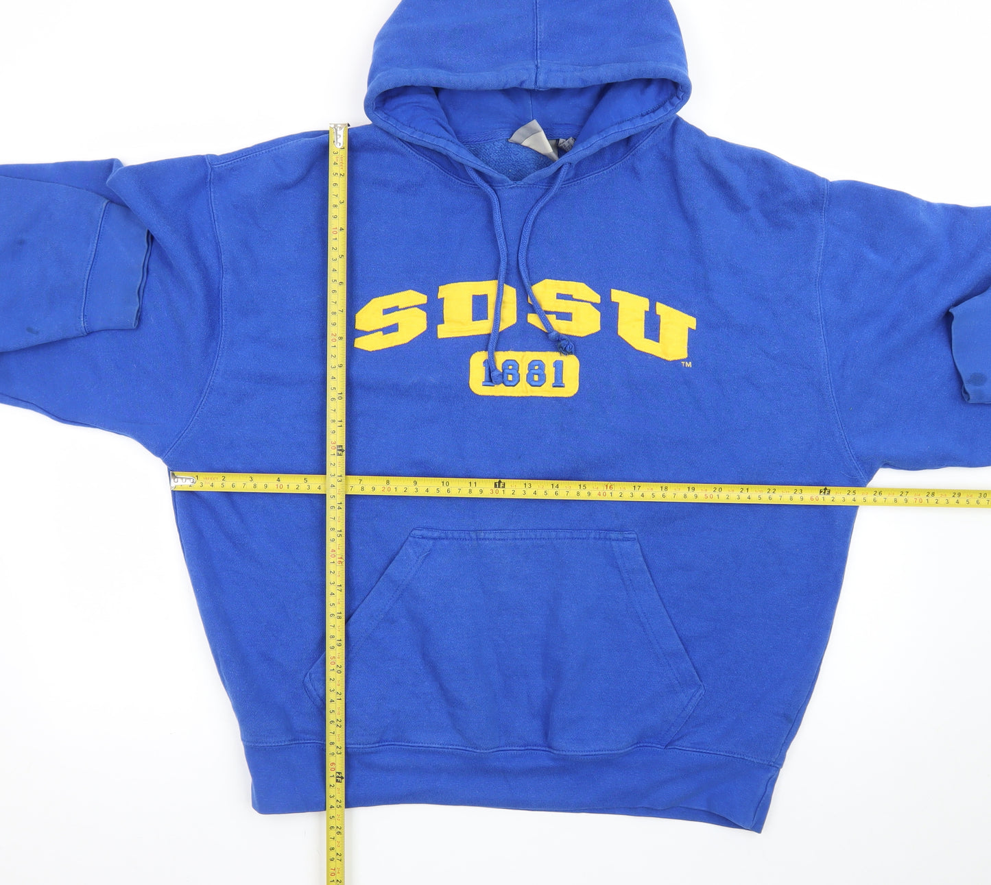 J America Mens Blue XXL Pullover Hoodie SDSU 1881 Graphic Cotton Blend
