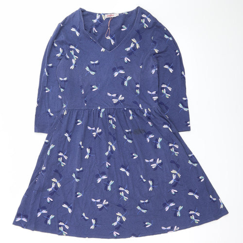 Cath Kidston Womens Blue Floral A-Line Jersey Dress Size 12