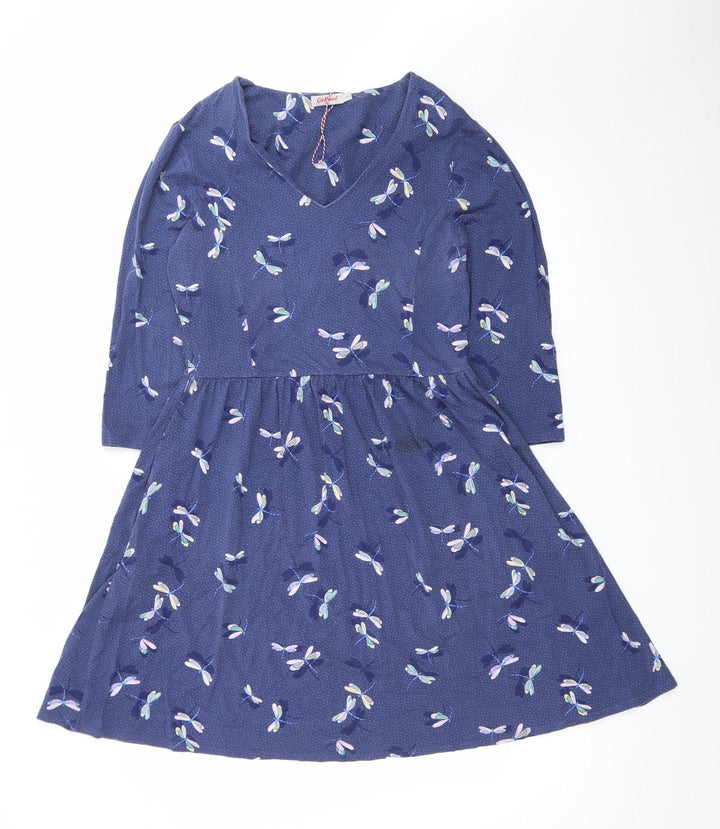 Cath Kidston Womens Blue Floral A-Line Jersey Dress Size 12