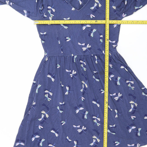 Cath Kidston Womens Blue Floral A-Line Jersey Dress Size 12