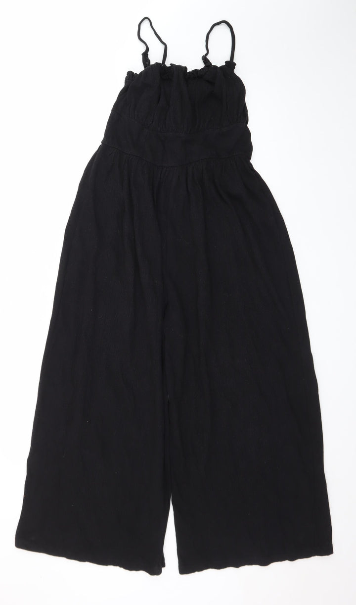 ASOS DESIGN Women's Black Cotton Wide Leg Jumpsuit Size 6