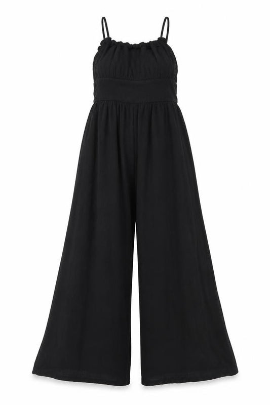 ASOS DESIGN Women's Black Cotton Wide Leg Jumpsuit Size 6