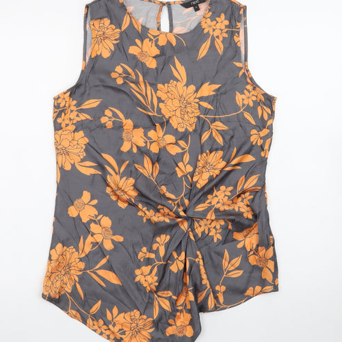 Next Women’s Grey Floral Sleeveless Tunic Blouse Size 12