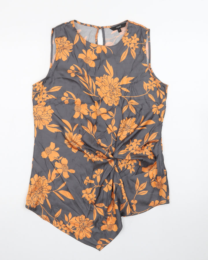 Next Women’s Grey Floral Sleeveless Tunic Blouse Size 12