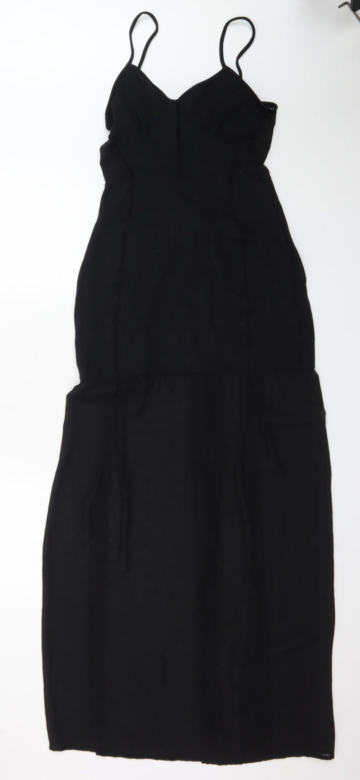 French Connection Women's Black Size 12 Slip Dress Midi V-Neck