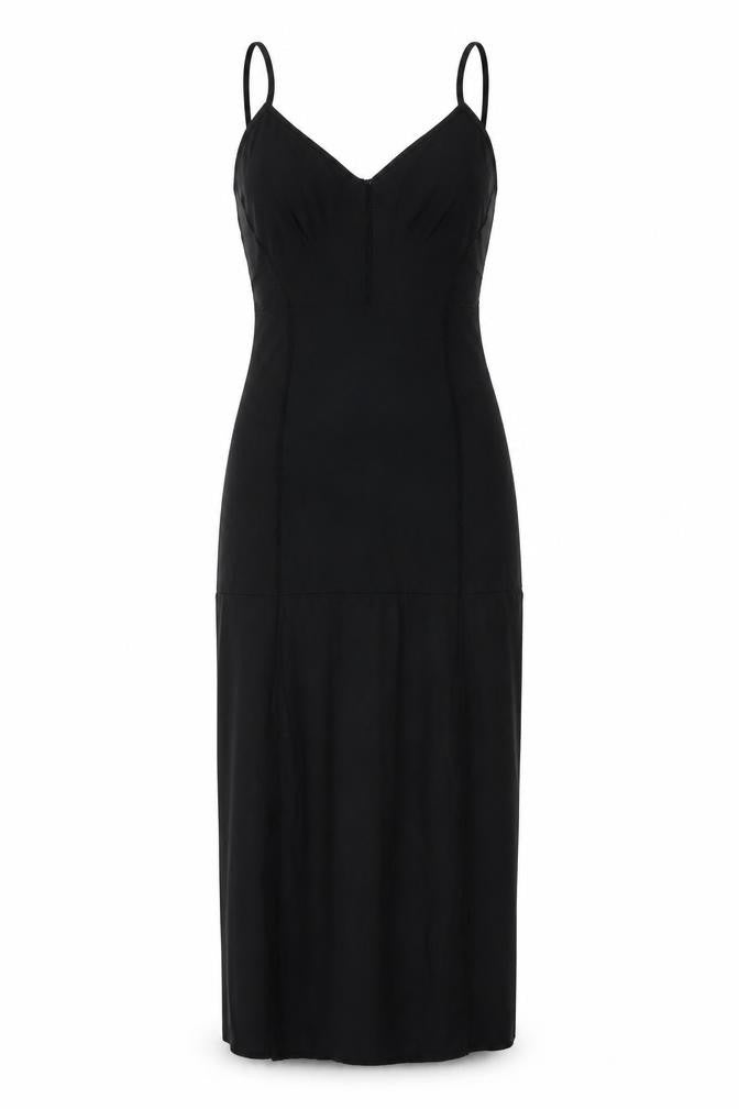 French Connection Women's Black Size 12 Slip Dress Midi V-Neck