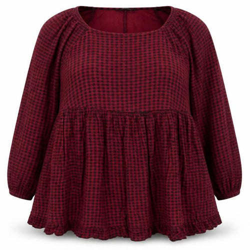 Yours Womens Red Check Short Jersey Smocked Dress Size 20