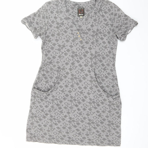 Mantaray Womens Grey Henley T-Shirt Dress Size 12 Cotton Blend