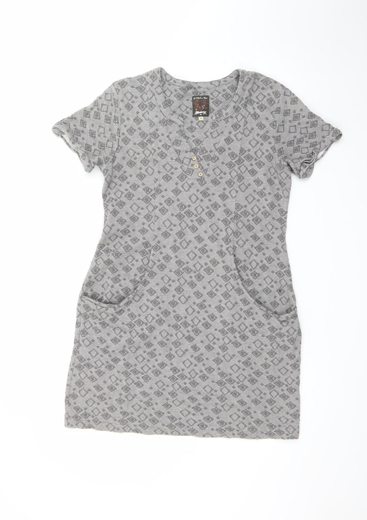 Mantaray Womens Grey Henley T-Shirt Dress Size 12 Cotton Blend
