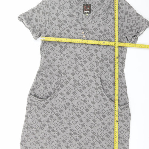 Mantaray Womens Grey Henley T-Shirt Dress Size 12 Cotton Blend