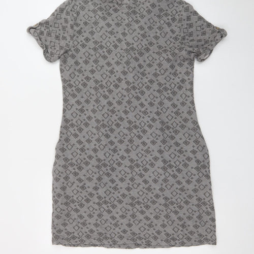 Mantaray Womens Grey Henley T-Shirt Dress Size 12 Cotton Blend