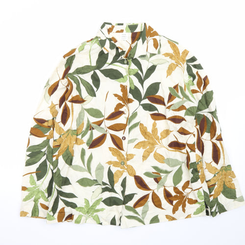 John Lewis Women’s Multicoloured Leaf Print Cotton Button-Up Shirt Size 10