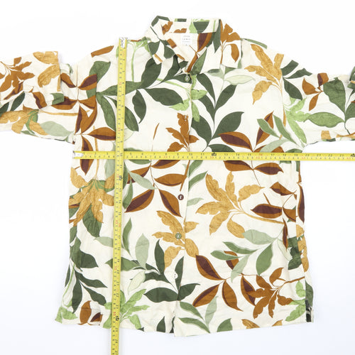 John Lewis Women’s Multicoloured Leaf Print Cotton Button-Up Shirt Size 10