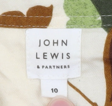 John Lewis Women’s Multicoloured Leaf Print Cotton Button-Up Shirt Size 10