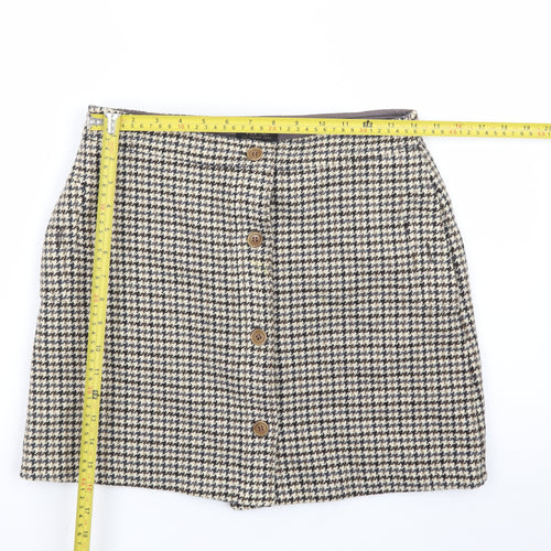 A.P.C. Women's Brown Wool A-Line Houndstooth Short Skirt Size 12