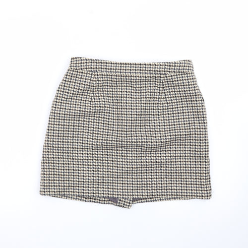 A.P.C. Women's Brown Wool A-Line Houndstooth Short Skirt Size 12