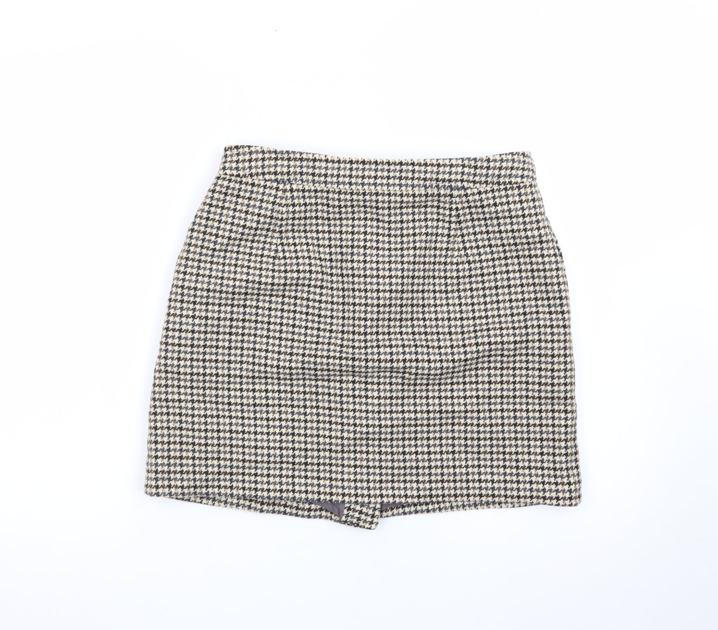 A.P.C. Women's Brown Wool A-Line Houndstooth Short Skirt Size 12