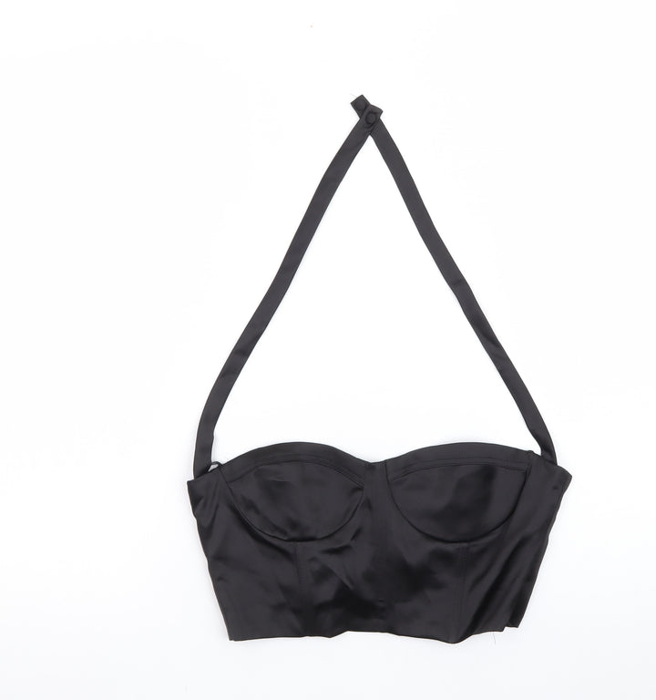 Zara Womens Black Satin Halter Camisole Crop Top Size 12