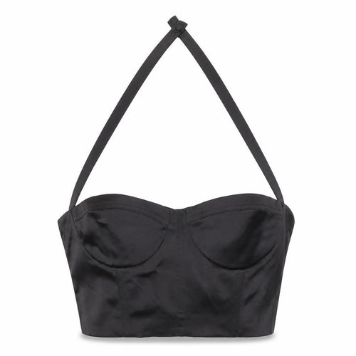 Zara Womens Black Satin Halter Camisole Crop Top Size 12