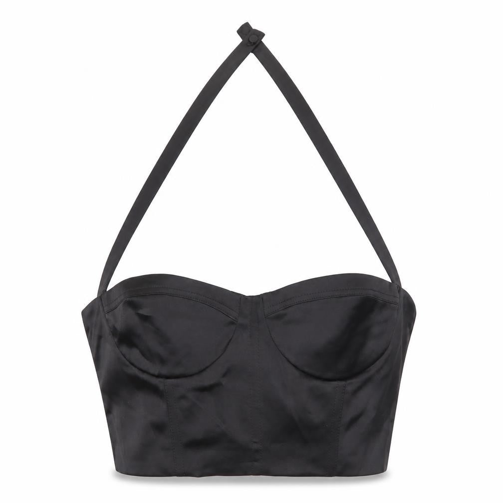 Zara Womens Black Satin Halter Camisole Crop Top Size 12