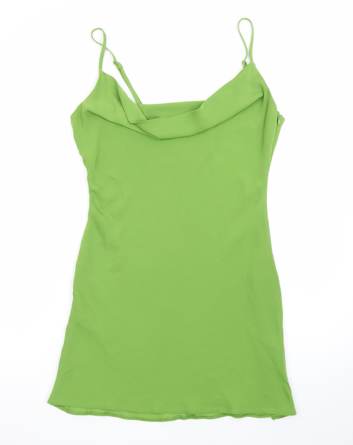 Nasty Gal Women’s Green Slip Dress UK 8 Cowl Neck Satin Style